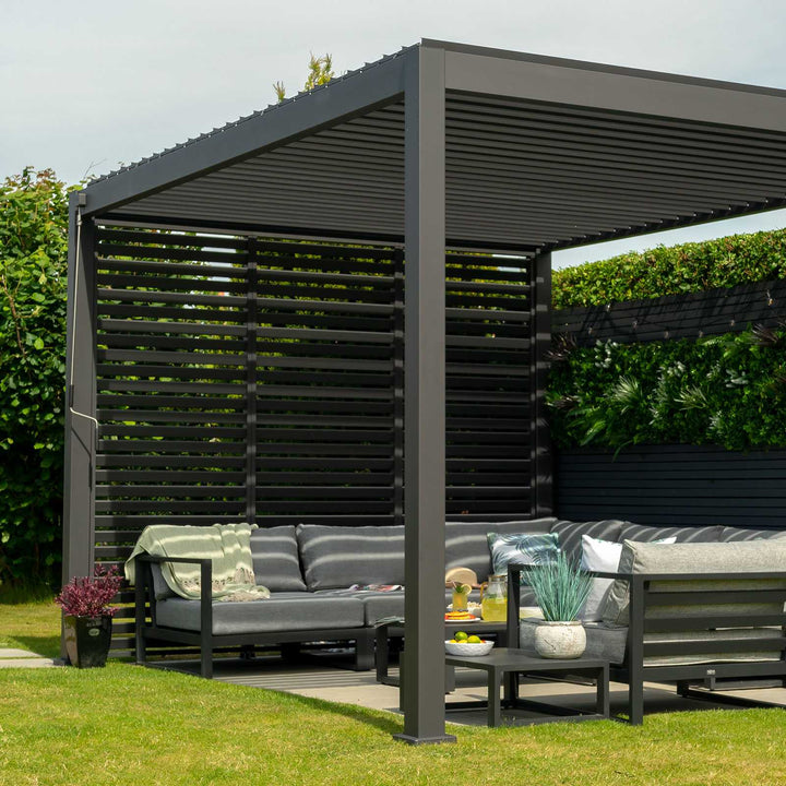 1M NOVA TITAN Aluminium Pergola FIXED WALL - GREY