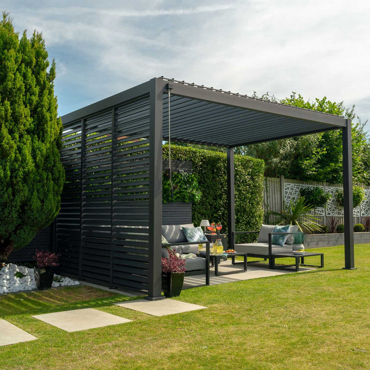 1M NOVA TITAN Aluminium Pergola FIXED WALL - GREY