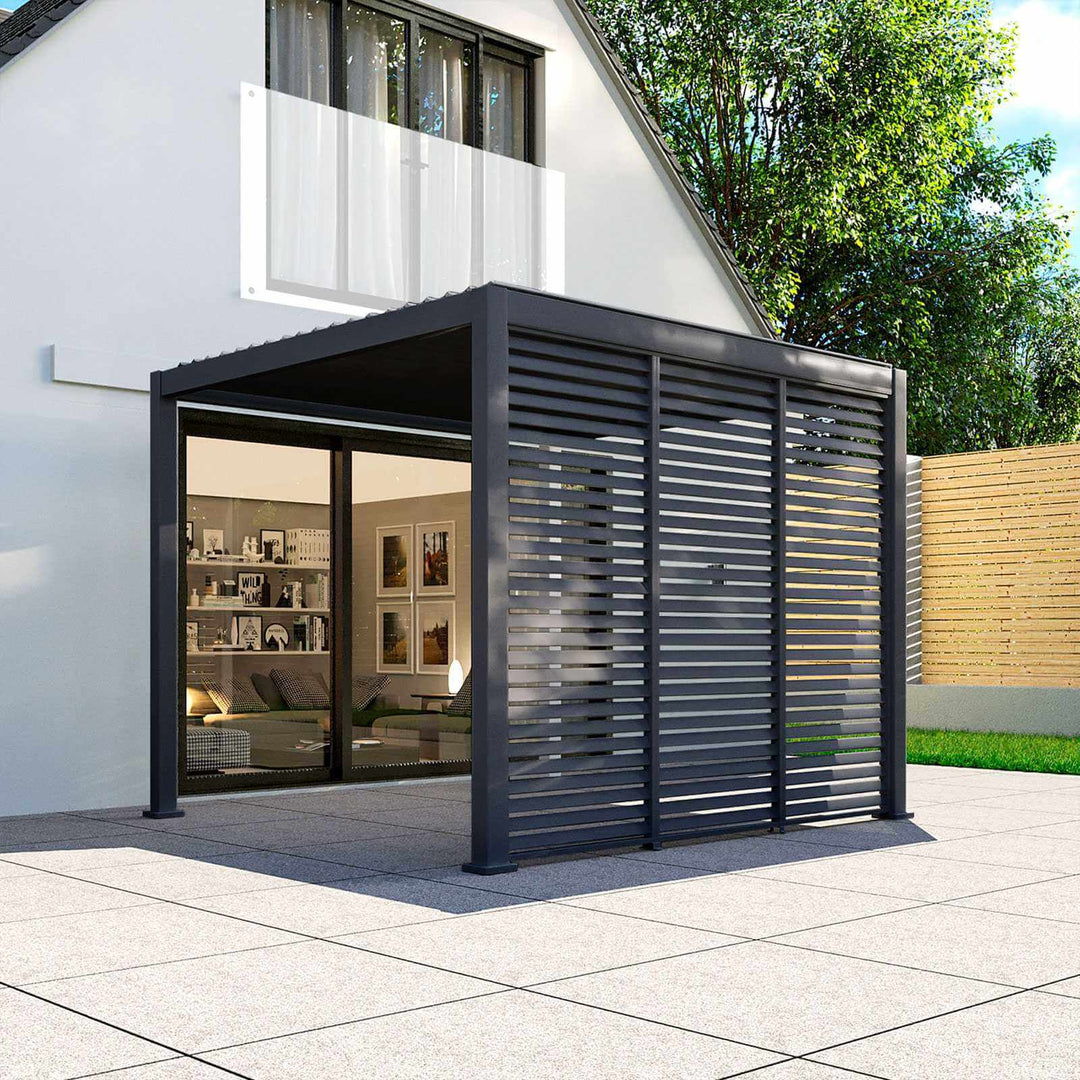 1M NOVA TITAN Aluminium Pergola FIXED WALL - GREY