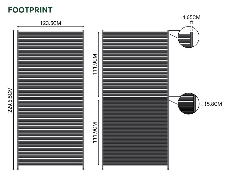 1.33M NOVA TITAN Aluminium Pergola ADJUSTABLE LOUVERED WALL - GREY