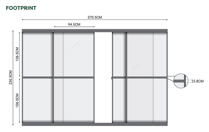 4M NOVA Titan Aluminium Transparent French Sliding Door System Graphite Grey